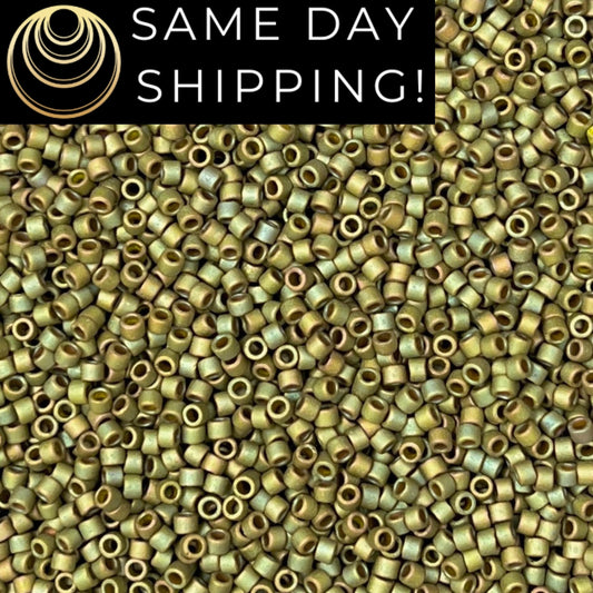 DB0372 11/0 Miyuki Delica Beads Matte Opaque Light Olive Luster