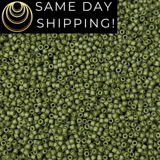 DB0391 11/0 Miyuki Delica Beads Matte Opaque Olive Green