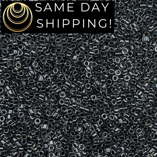 DB925 11/0 Miyuki Delica Beads Sparkling Charcoal Lined Crystal