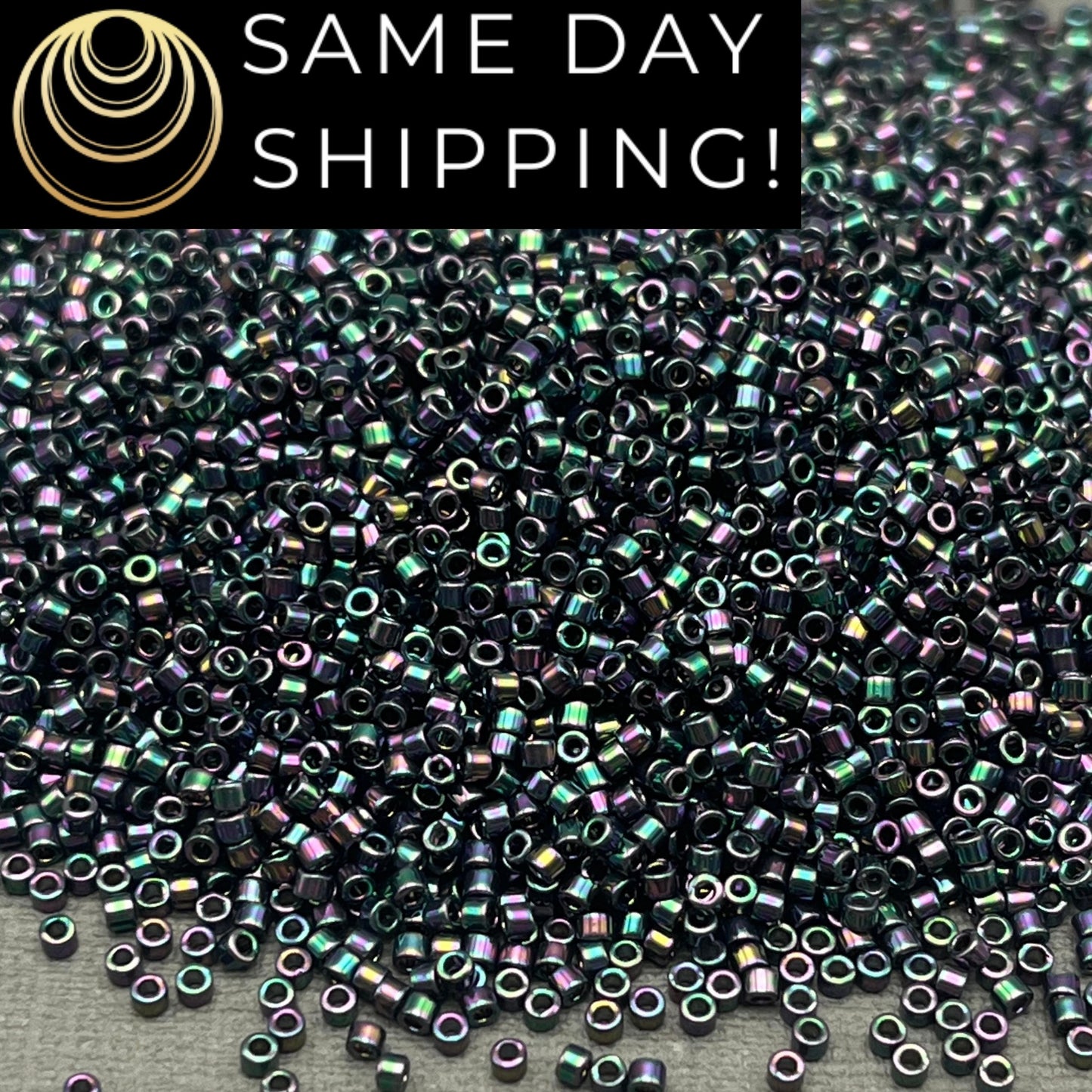 DB1001 11/0 Miyuki Delica Beads Metallic Plum Emerald Gold Iris