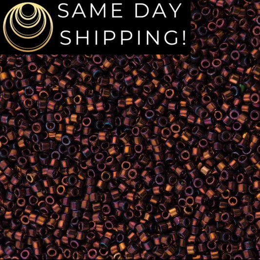 DB1002 11/0 Miyuki Delica Beads Metallic Dark Copper Gold Iris