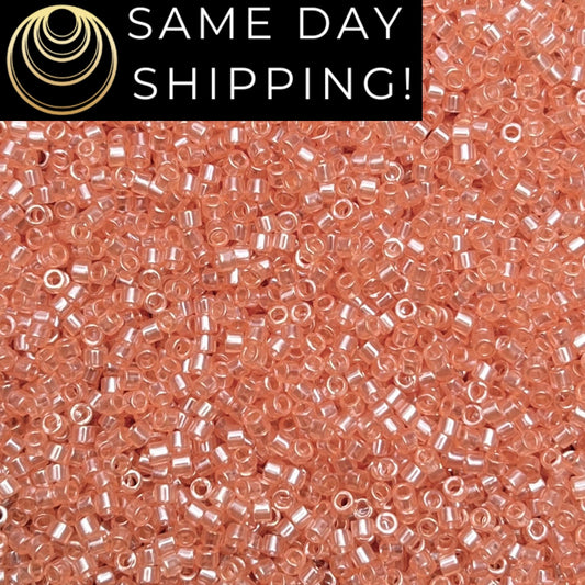 DB1480 DISCONTINUED!! 11/0 Miyuki Delica Beads Transparent Peach Luster