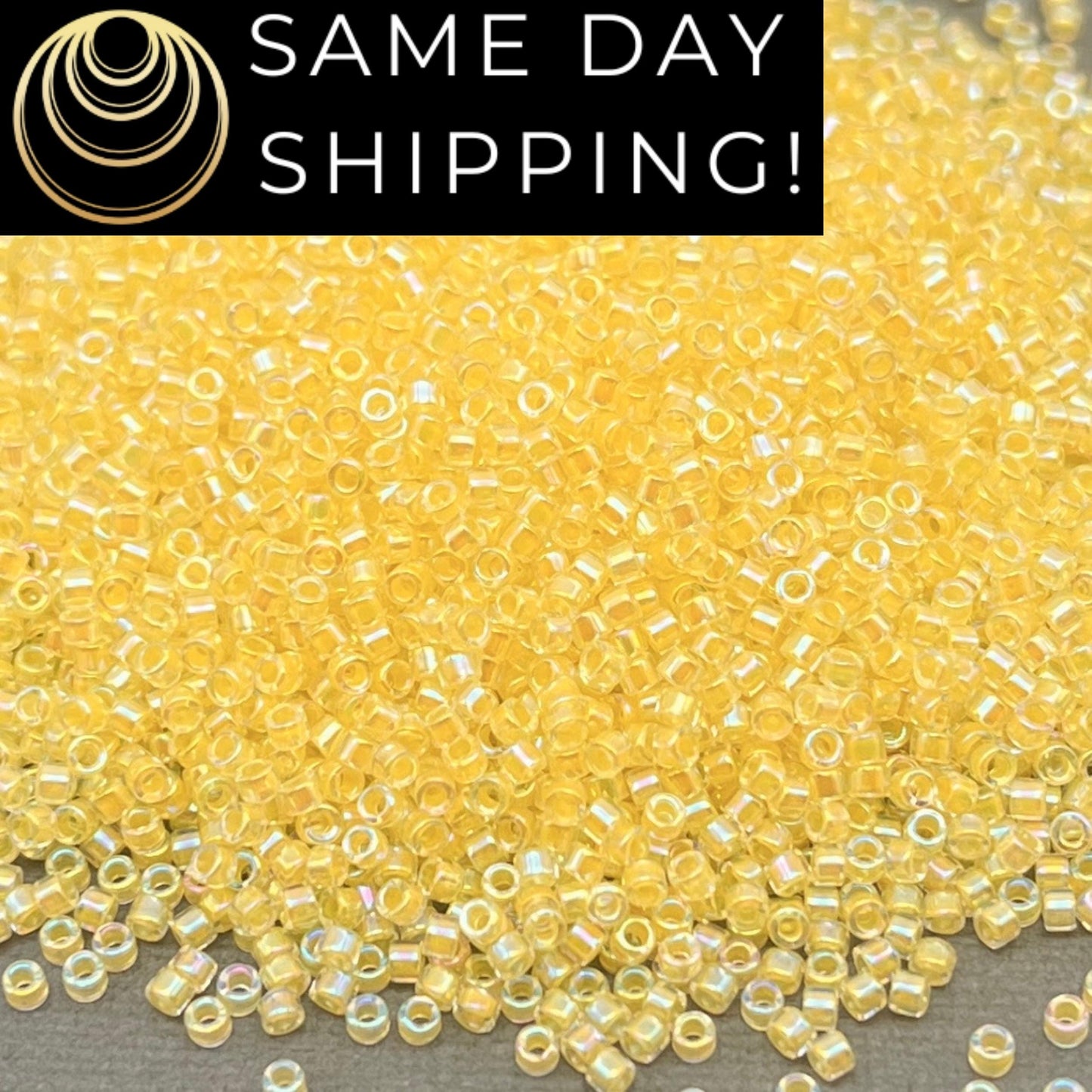 DB0053 11/0 Miyuki Delica Beads Light Yellow Lined Crystal AB
