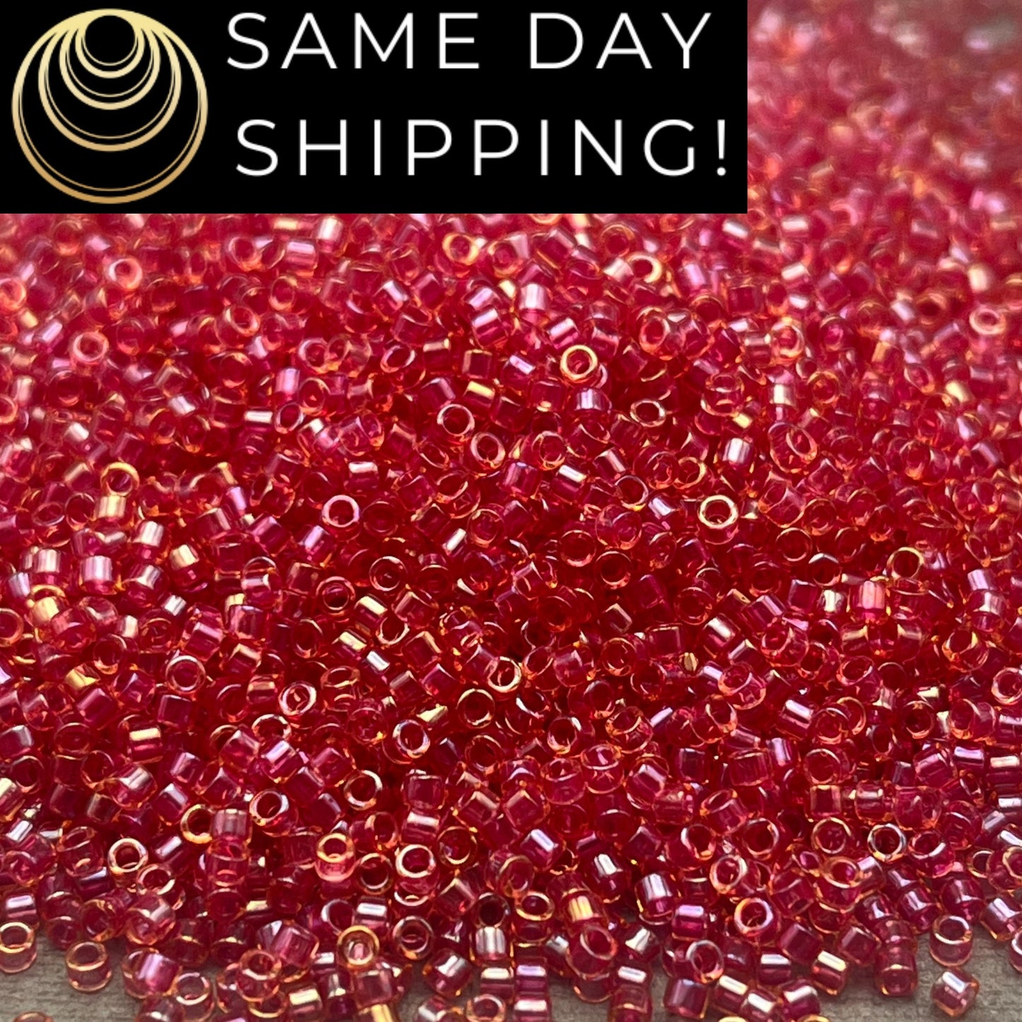 DB0062 11/0 Miyuki Delica Beads Light Cranberry Lined Topaz Luster