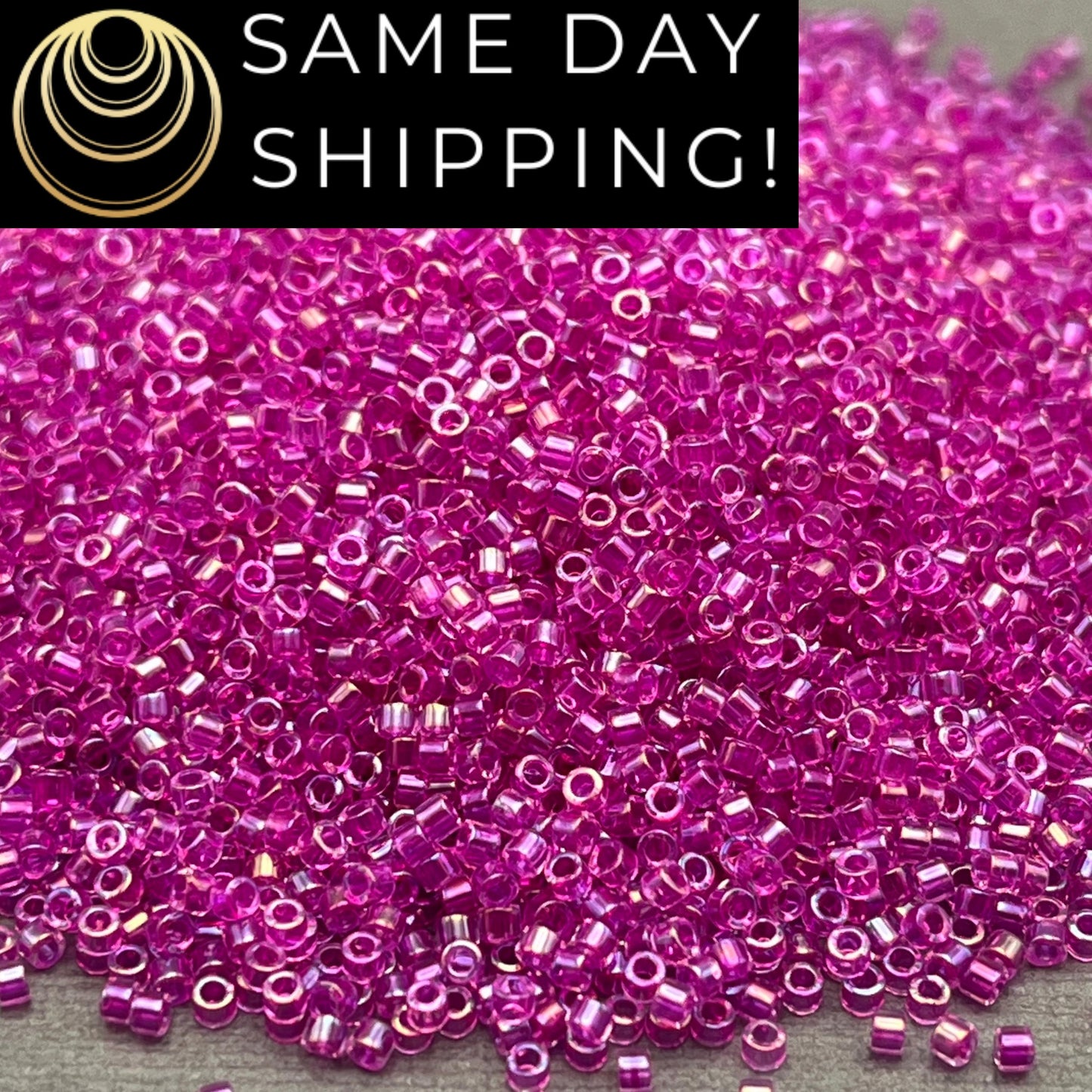 DB0074 11/0 Miyuki Delica Beads Fuchsia Lined Crystal AB