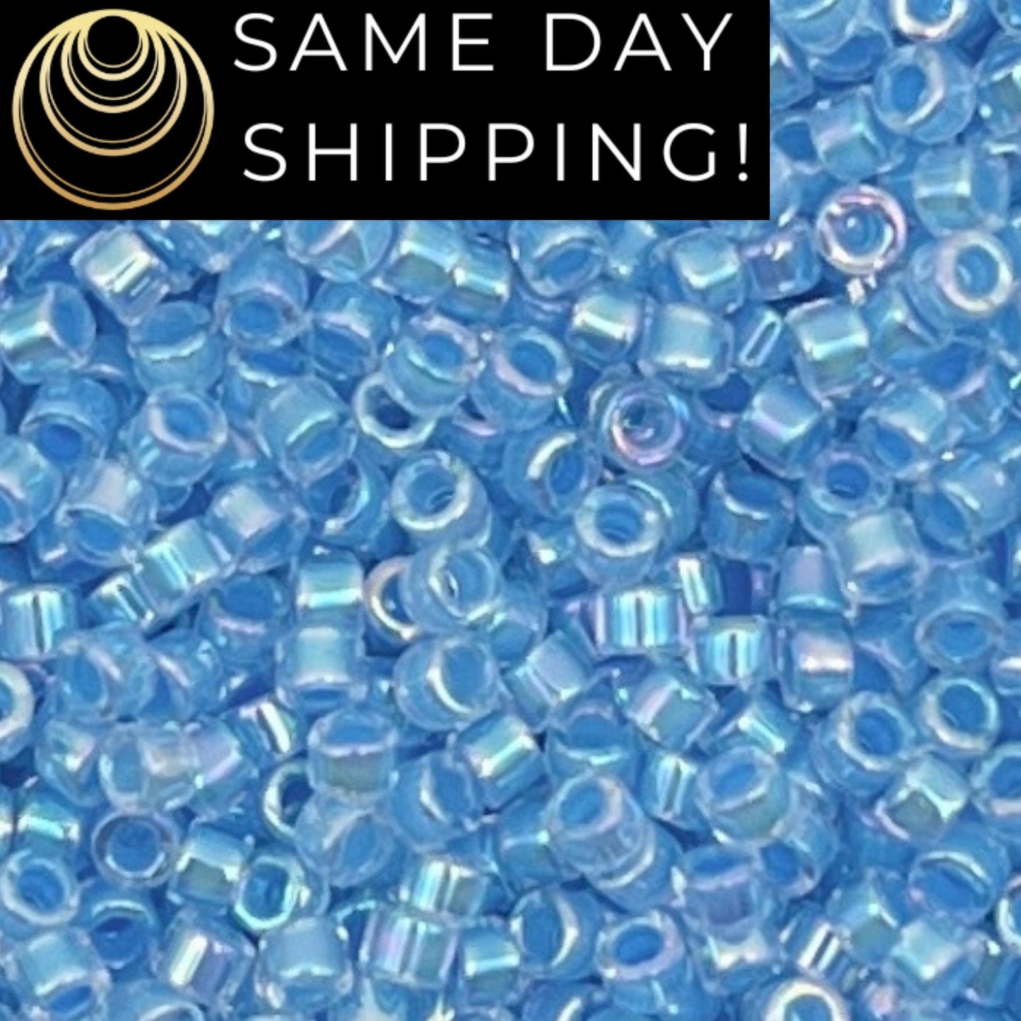 DB0076 11/0 Miyuki Delica Beads Light Blue Lined Crystal AB