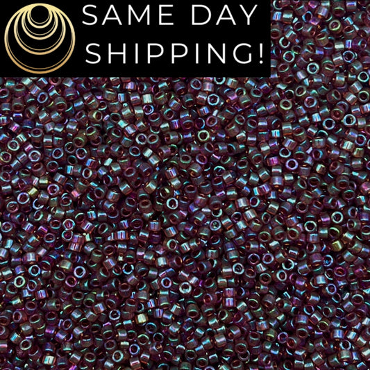 DB0104 11/0 Miyuki Delica Beads Claret Rainbow Gold Luster