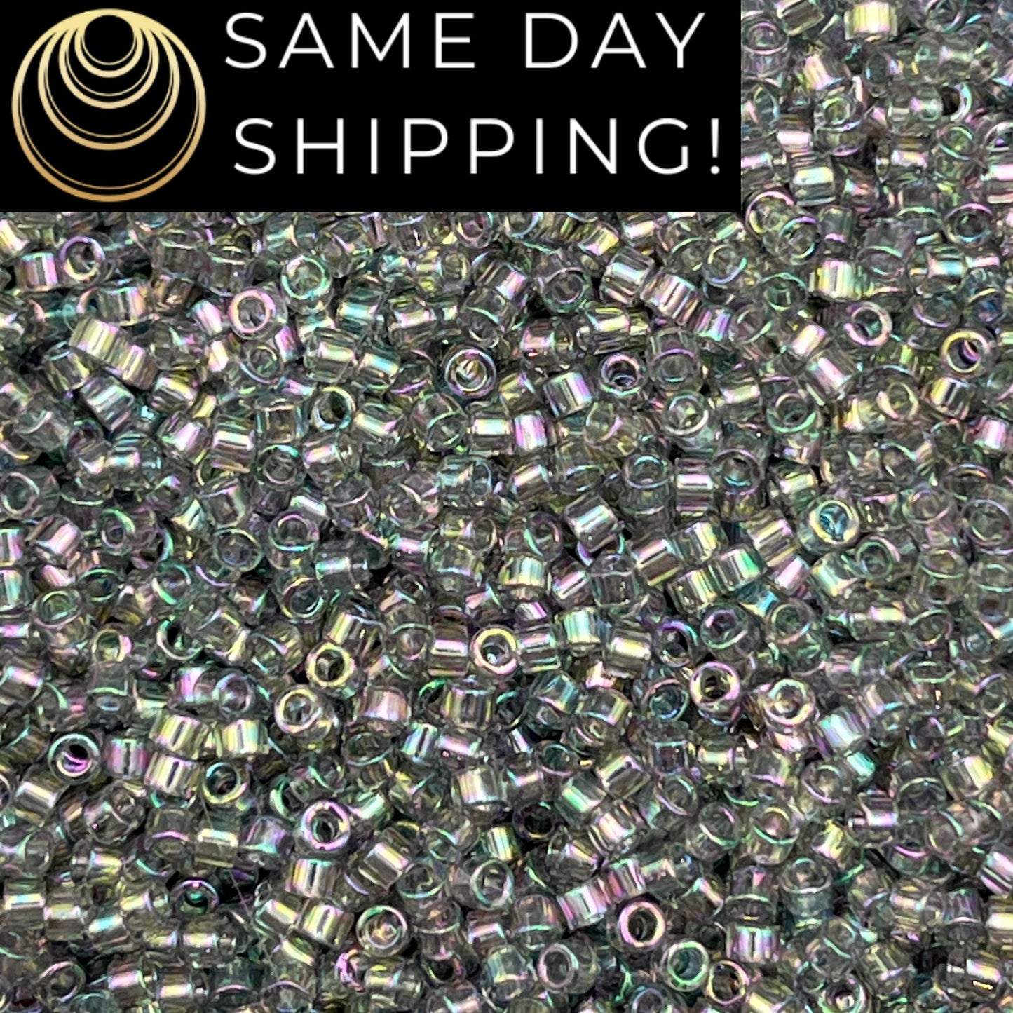 DB0107 11/0 Miyuki Delica Beads Transparent Gray Rainbow Gold Luster
