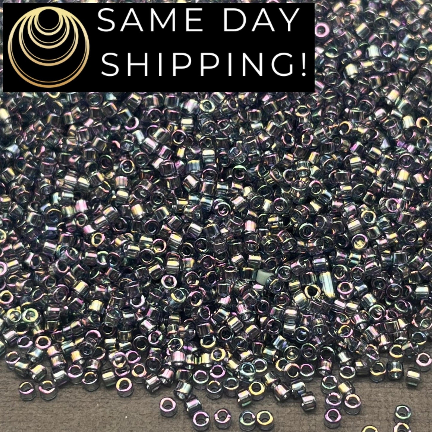 DB0111 11/0 Miyuki Delica Beads Transparent Blue Gray Rainbow Gold Luster