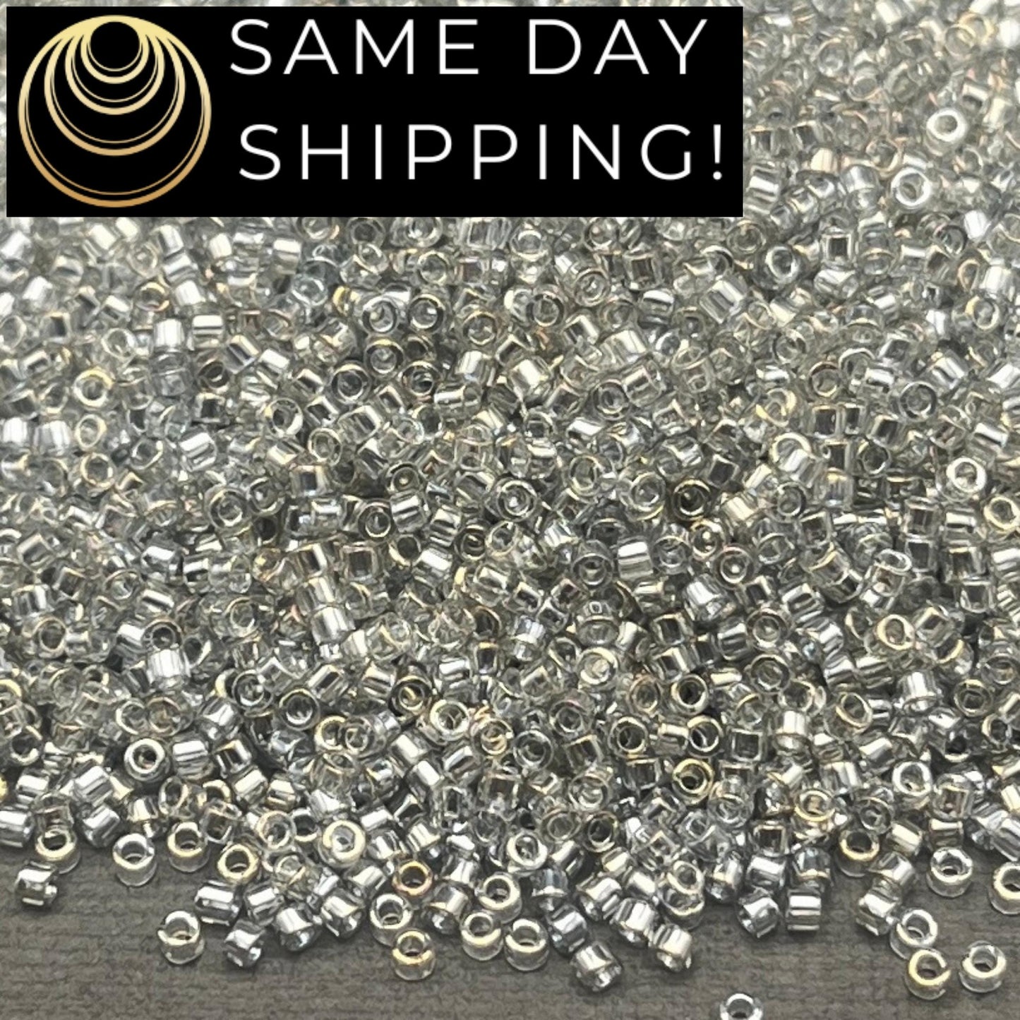 DB0114 11/0 Miyuki Delica Beads Transparent Silver Gray Gold Luster