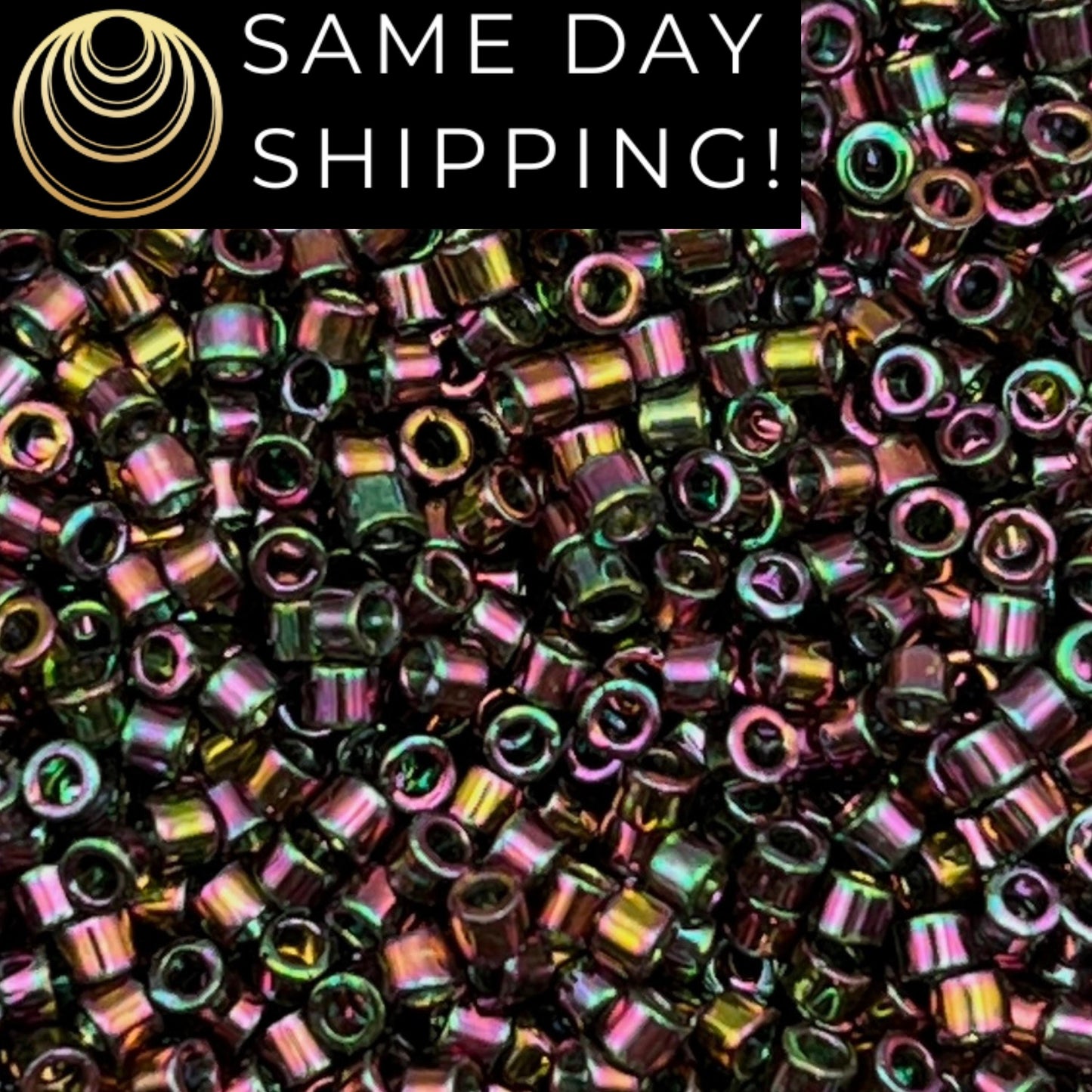 DB0127 11/0 Miyuki Delica Beads Forest Green Rainbow Gold Luster
