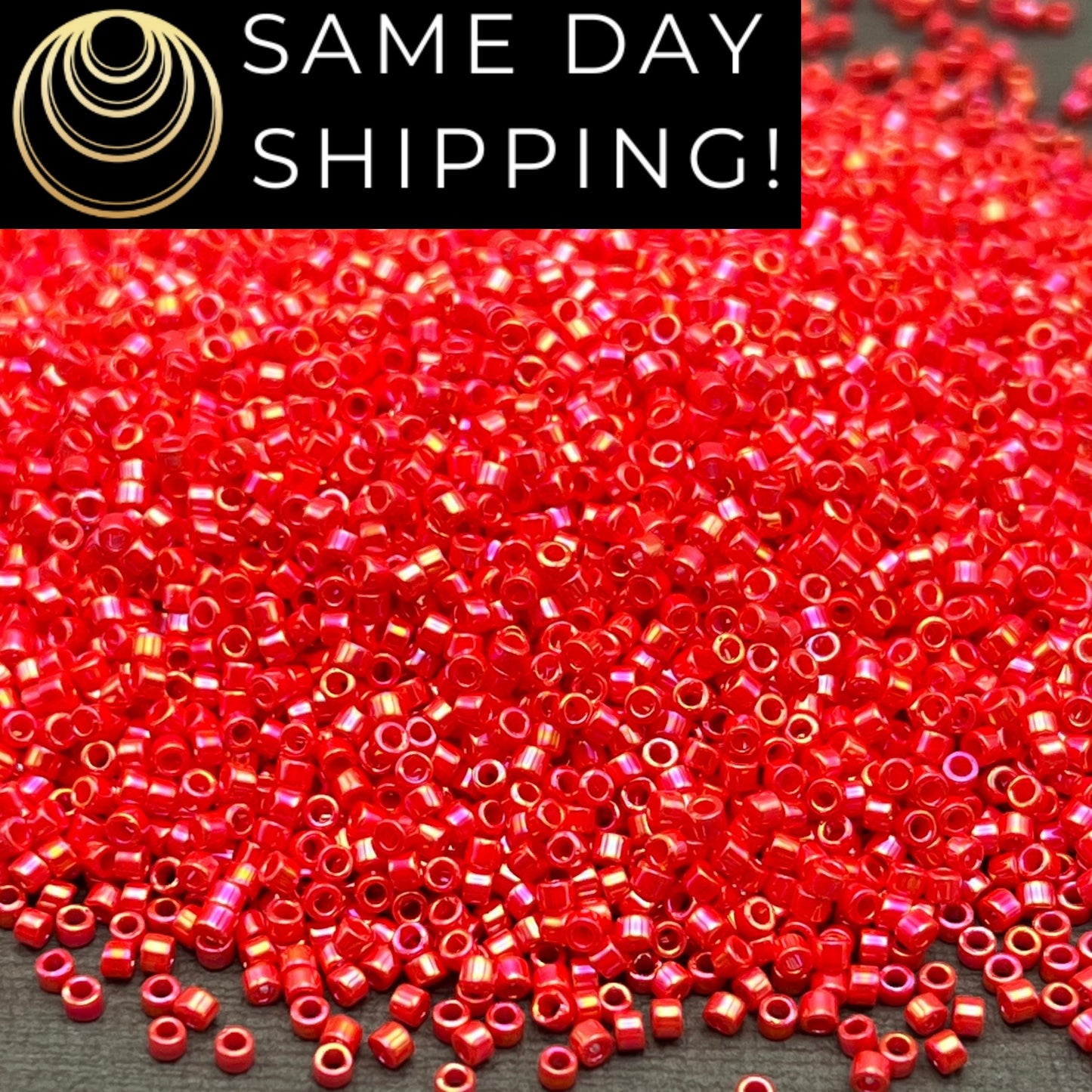 DB0159 11/0 Miyuki Delica Beads Opaque Vermillion Red AB