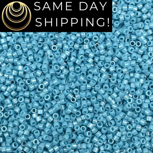 DB0218 11/0 Miyuki Delica Beads Opaque Medium Turquoise Blue Luster