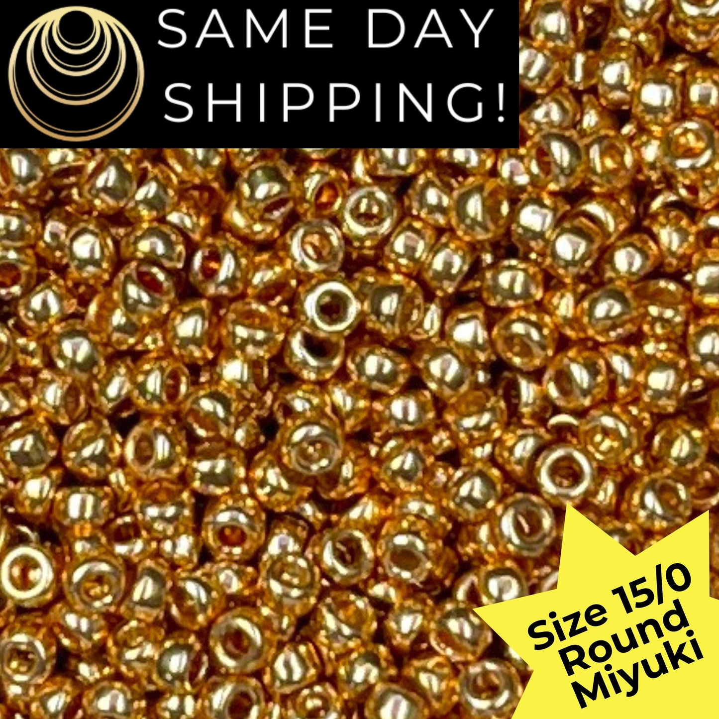 15-1053 Miyuki Size 15/0 Round Rocaille Seed Beads Galvanized Gold