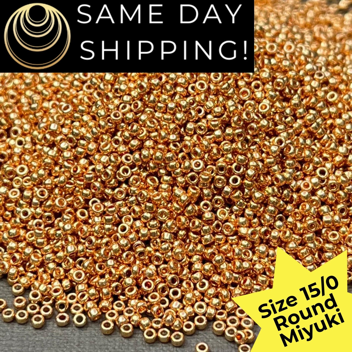 15-1053 Miyuki Size 15/0 Round Rocaille Seed Beads Galvanized Gold