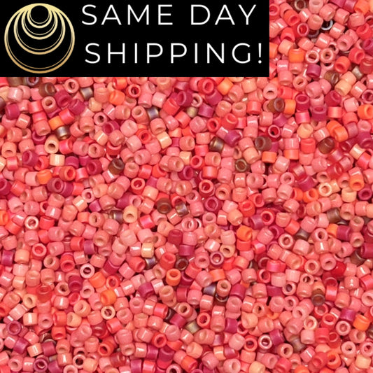 11/0 Miyuki Delica Beads Pink Coral Mix! Exclusive Artifact Bead Company Mix!