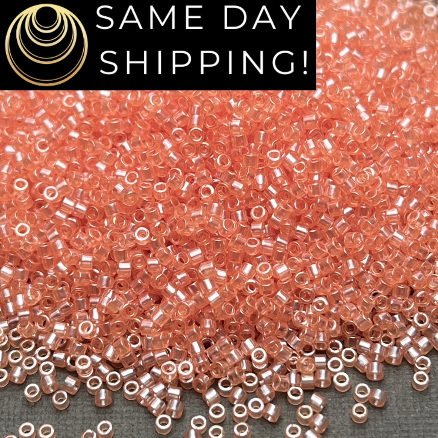 DB1480 DISCONTINUED!! 11/0 Miyuki Delica Beads Transparent Peach Luster
