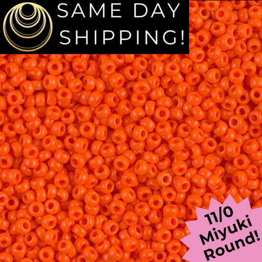 11-0406 11/0 Miyuki Opaque Orange Round Rocaille Seed Beads