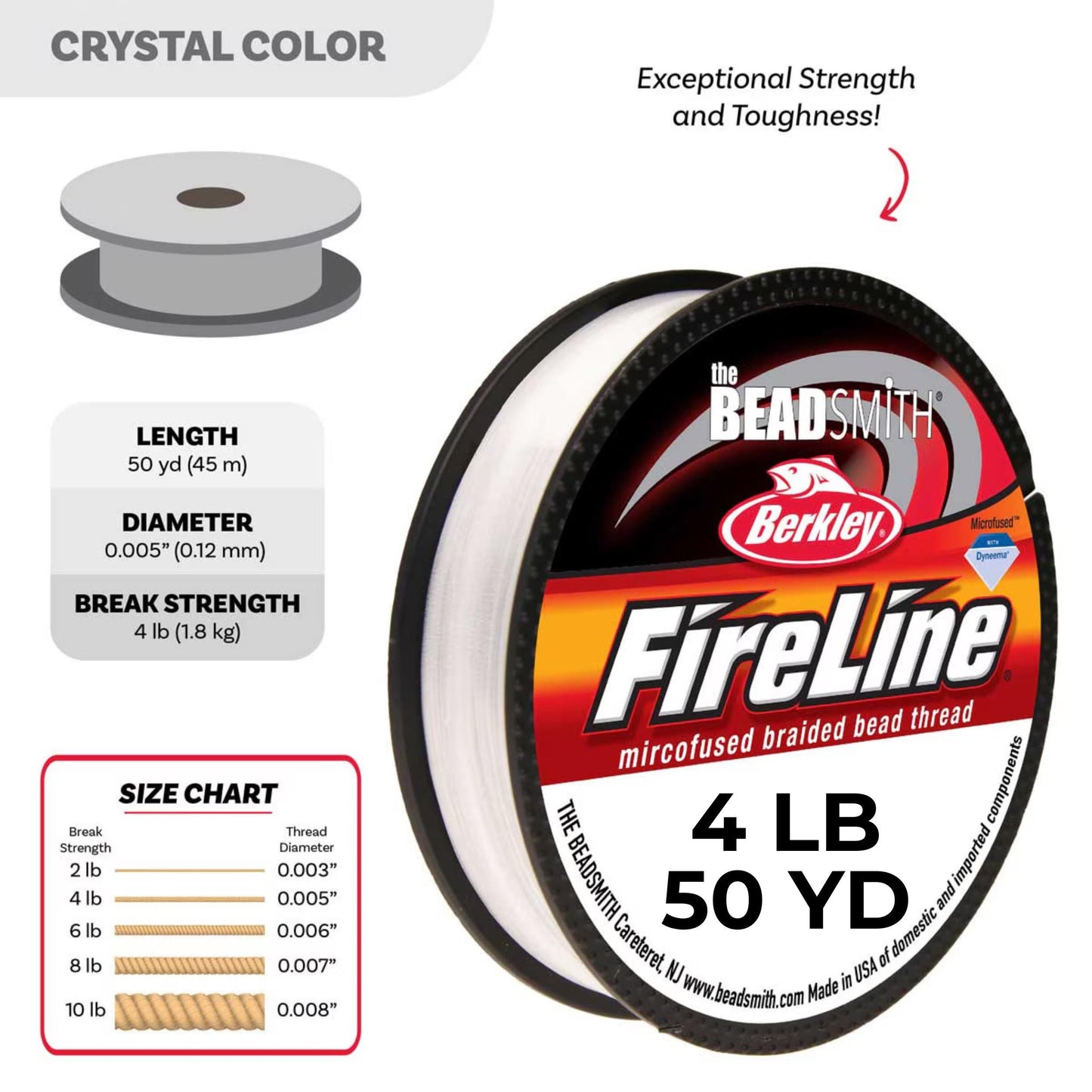 4LB, 50YD Crystal Fireline Beading Thread