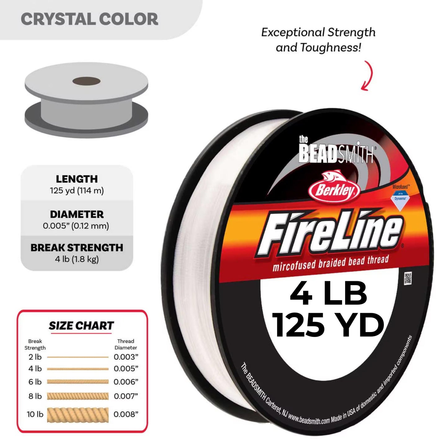 4LB, 125YD Crystal Fireline Beading Thread