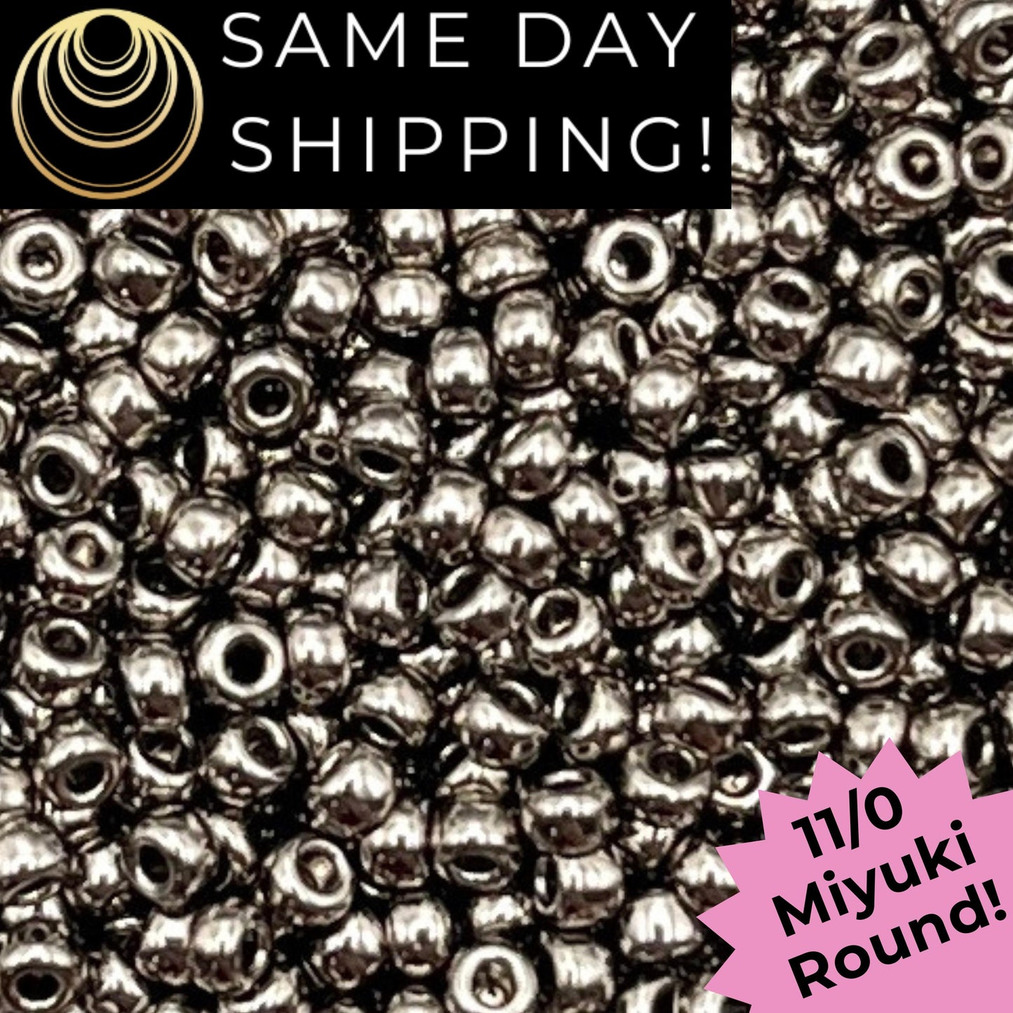 11-0190 Miyuki 11/0 Round Seed Beads Nickel Plated