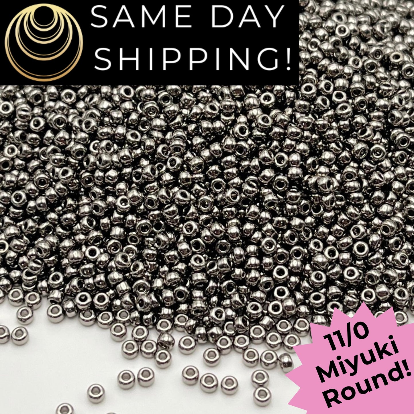 11-0190 Miyuki 11/0 Round Seed Beads Nickel Plated