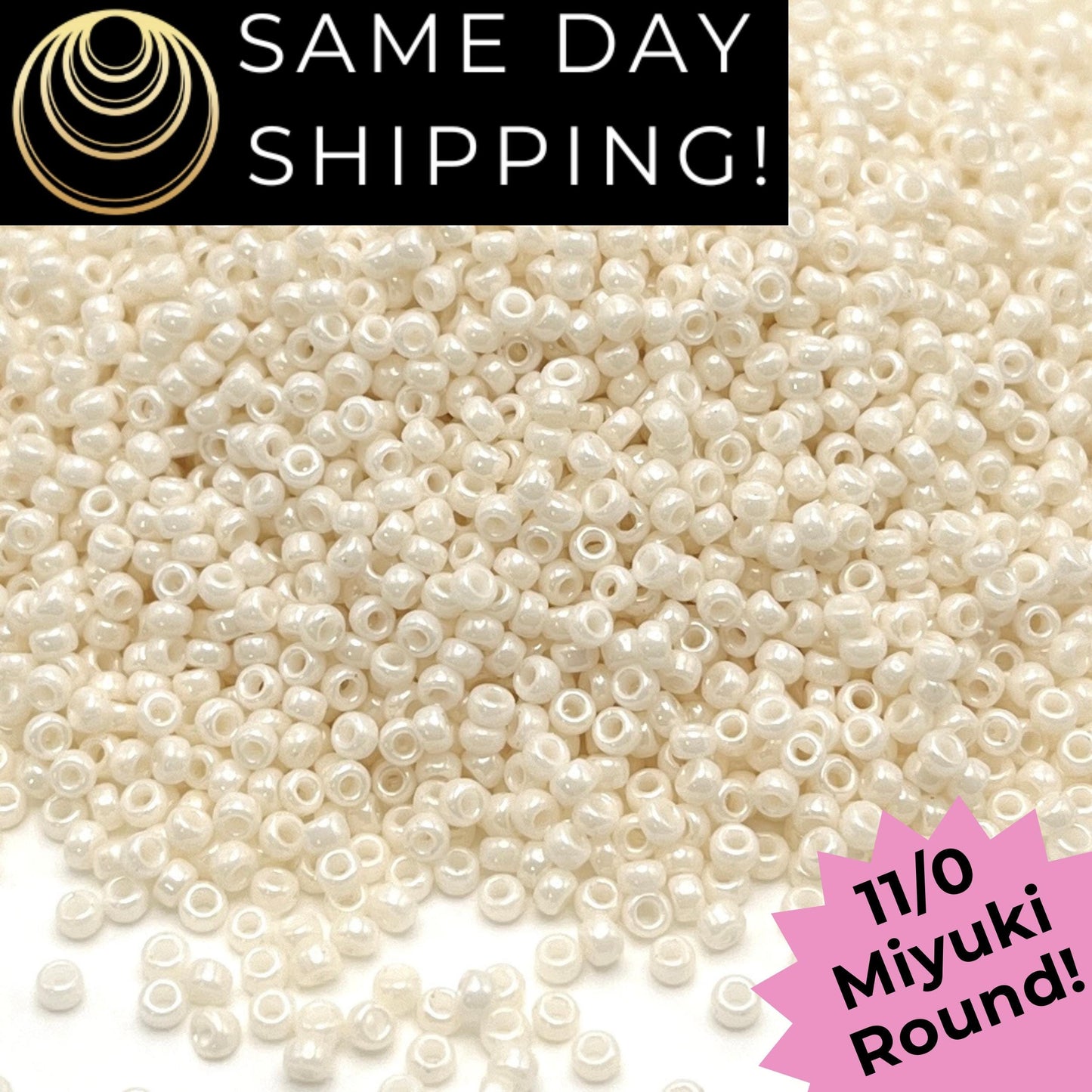 11-0421 Miyuki 11/0 Round Seed Beads Opaque Eggshell Luster