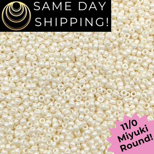 11-0421 Miyuki 11/0 Round Seed Beads Opaque Eggshell Luster