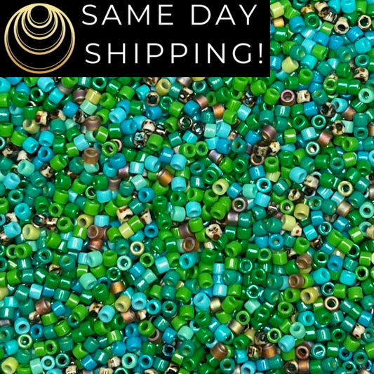 11/0 Miyuki Delica Beads Green Turquoise Mix! Exclusive Artifact Bead Company Mix!