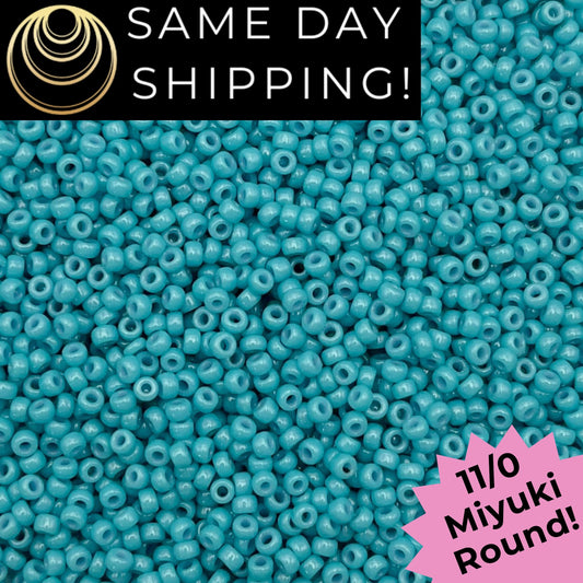 11-4478 Miyuki 11/0 Round Seed Beads Duracoat Dyed Opaque Nile Blue