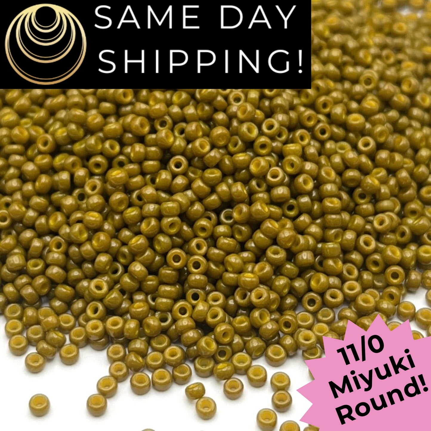 11-4491 Miyuki 11/0 Round Seed Beads Duracoat Opaque Dyed Spanish Olive