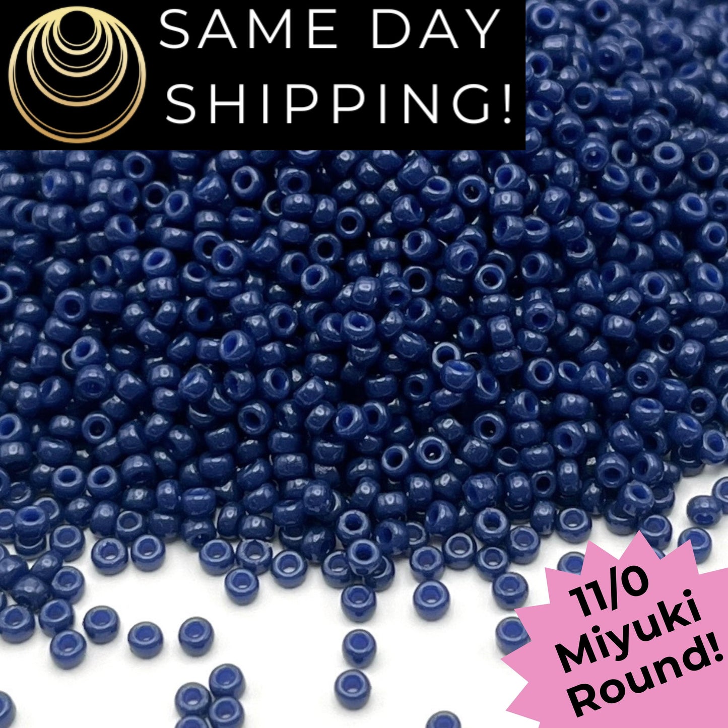 11-4493 Miyuki 11/0 Round Seed Beads Duracoat Opaque Dyed Navy Blue