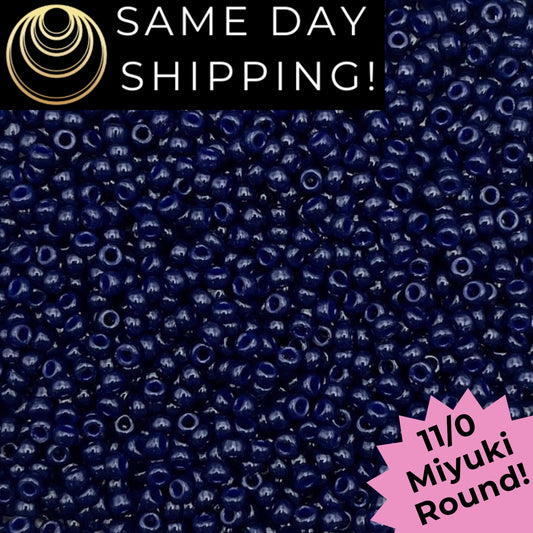 11-4494 Miyuki 11/0 Round Seed Beads Duracoat Opaque Dyed Dark Navy Blue