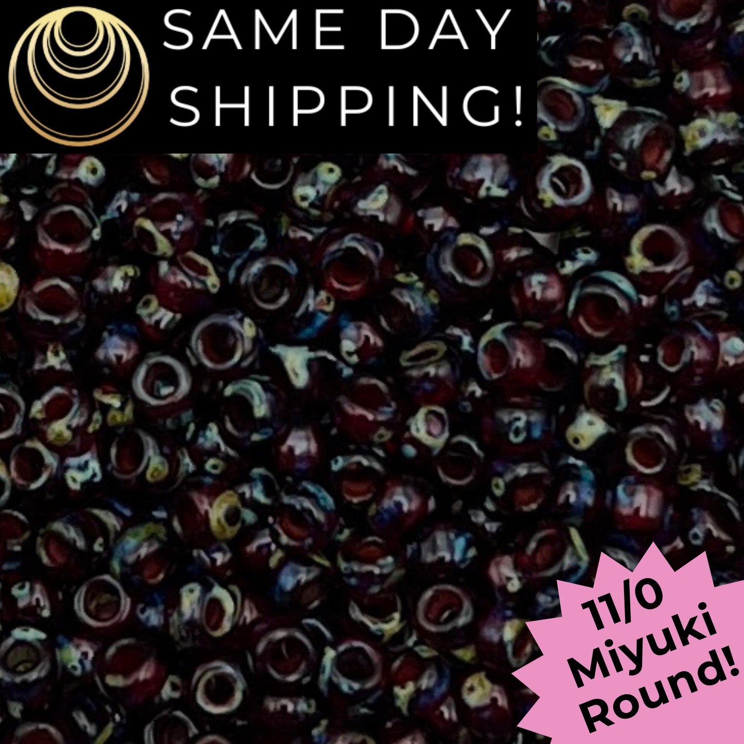11-4504 Miyuki 11/0 Round Seed Beads Transparent Ruby Picasso