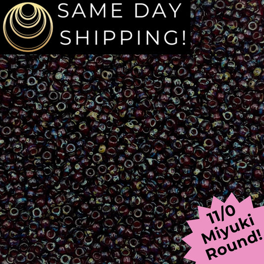 11-4504 Miyuki 11/0 Round Seed Beads Transparent Ruby Picasso