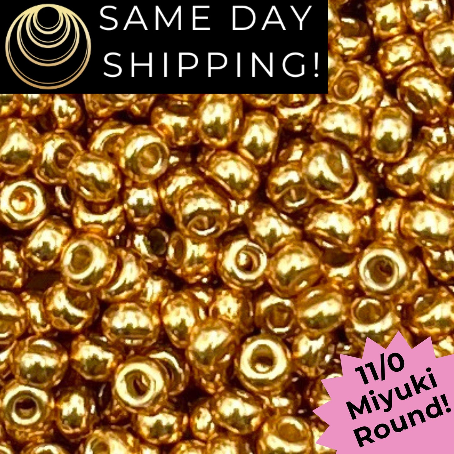 11-4203 Miyuki 11/0 Round Seed Beads Duracoat Galvanized Yellow Gold