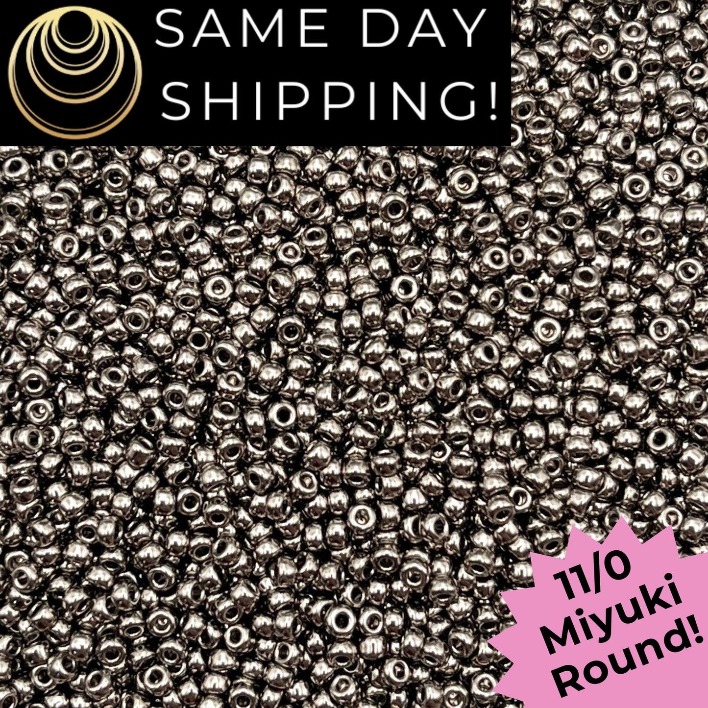 11-0190 Miyuki 11/0 Round Seed Beads Nickel Plated