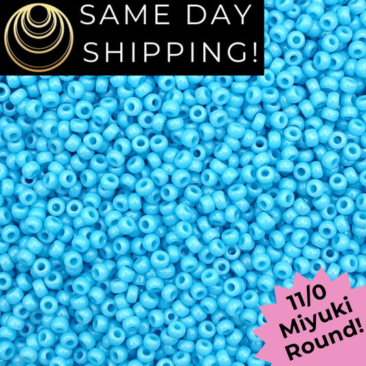 11-0413 Miyuki 11/0 Round Seed Beads Opaque Turquoise Blue