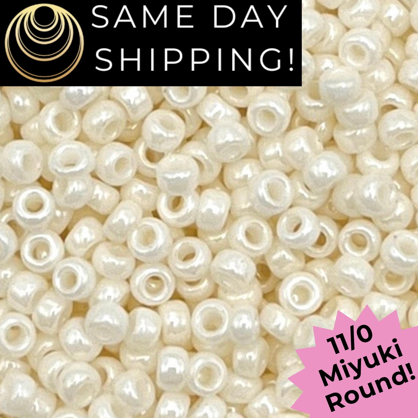 11-0421 Miyuki 11/0 Round Seed Beads Opaque Eggshell Luster