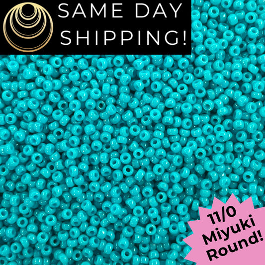 11-4480 Miyuki 11/0 Round Seed Beads Duracoat Opaque Dyed Underwater Blue