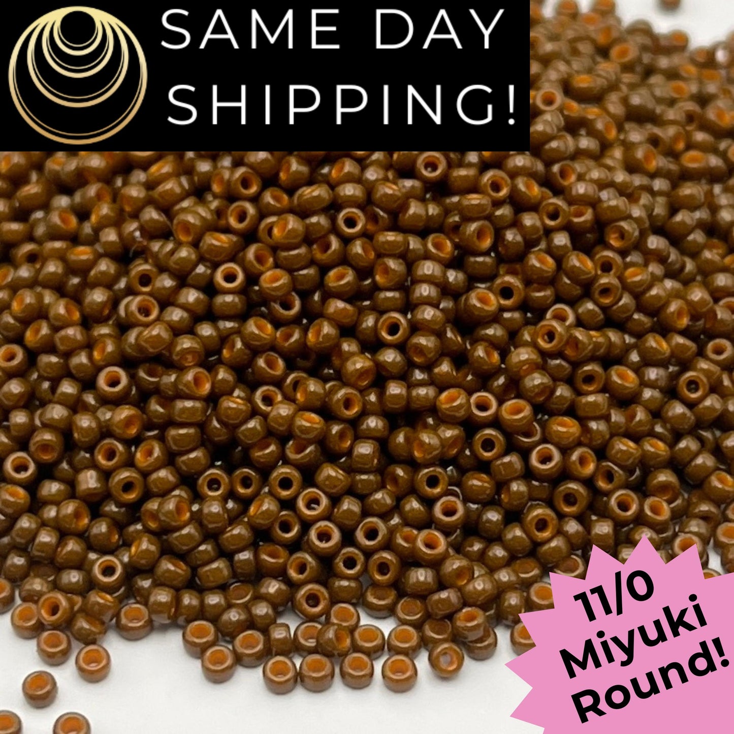 11-4492 Miyuki 11/0 Round Seed Beads Duracoat Opaque Dyed Cognac