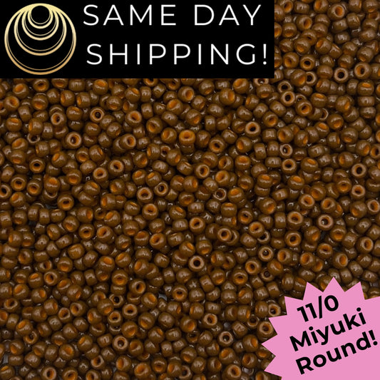 11-4492 Miyuki 11/0 Round Seed Beads Duracoat Opaque Dyed Cognac