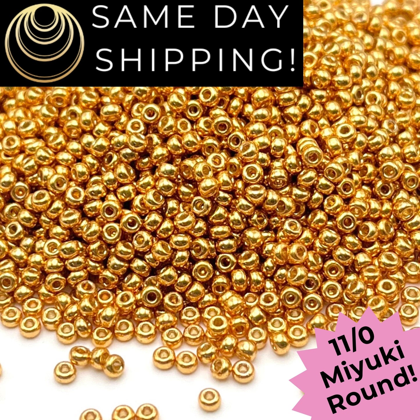 11-4203 Miyuki 11/0 Round Seed Beads Duracoat Galvanized Yellow Gold