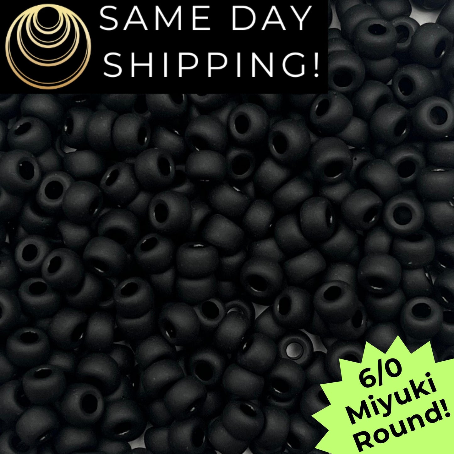 6-401F 6/0 Miyuki Round Beads Matte Black