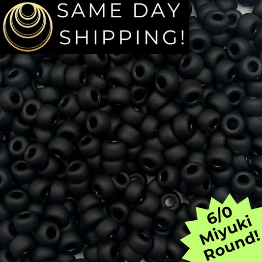 6-401F 6/0 Miyuki Round Beads Matte Black