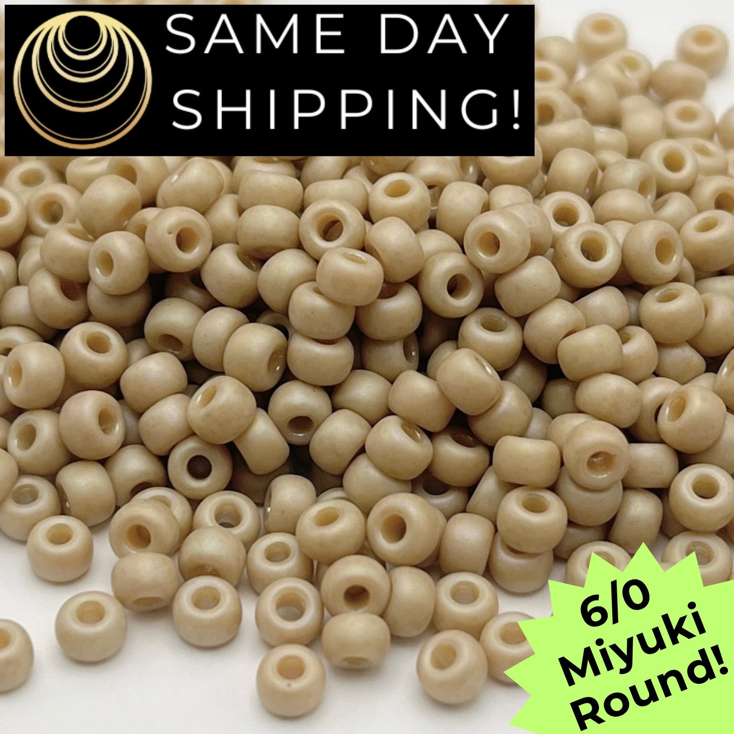 6-4691 6/0 Miyuki Round Beads Opaque Frosted Glaze Ivory AB