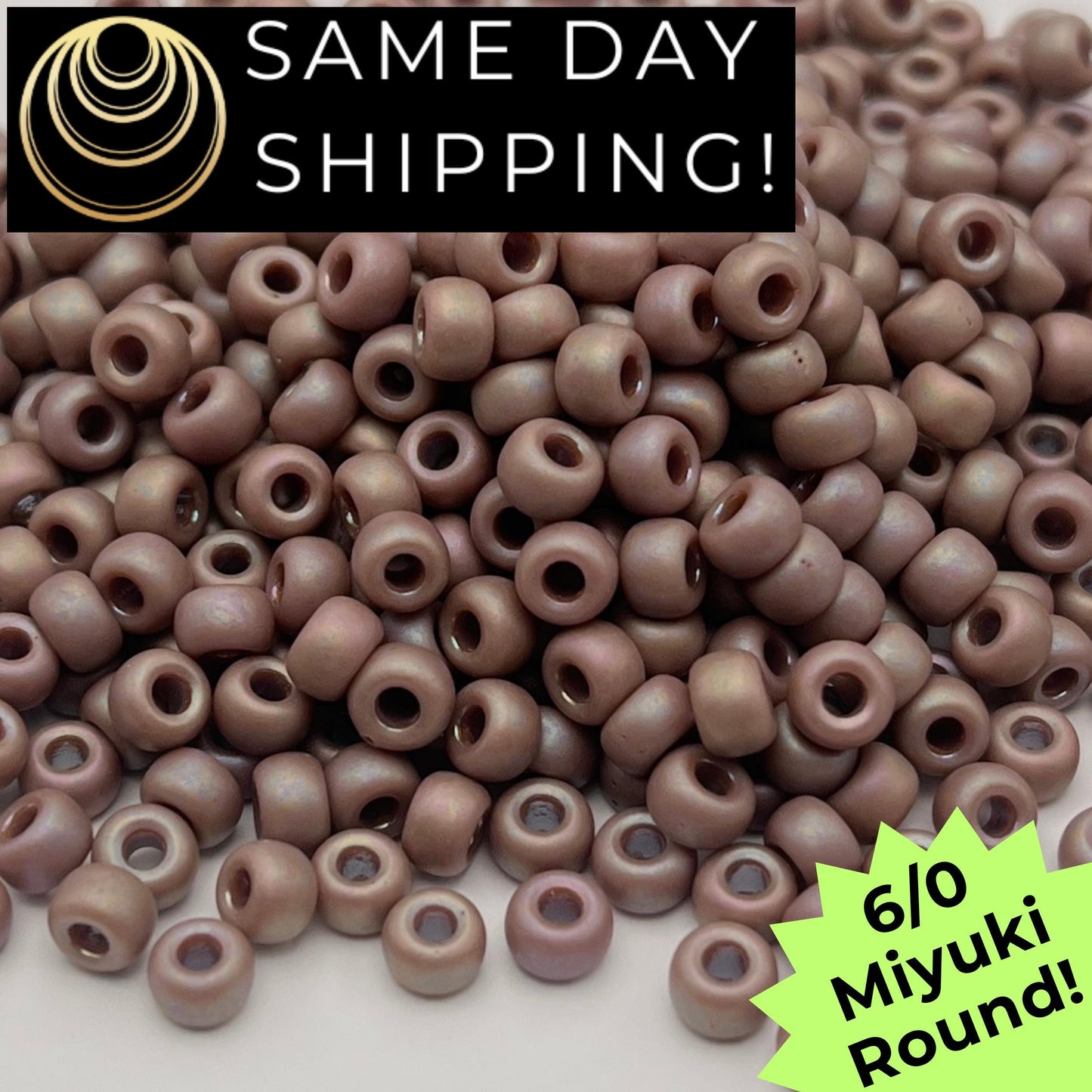 6-4694 6/0 Miyuki Round Beads Opaque Frosted Glaze Hazelnut AB