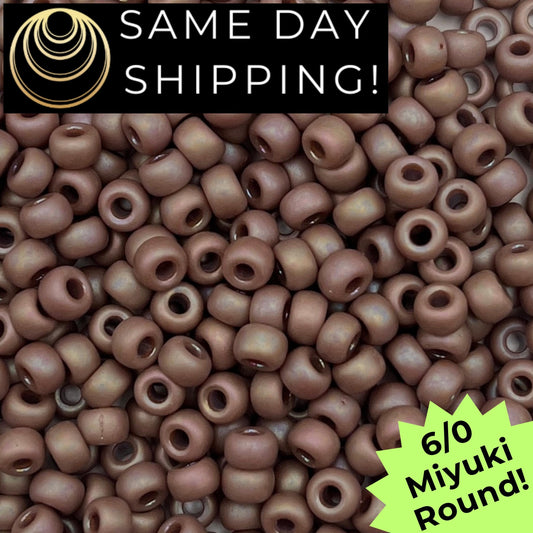 6-4694 6/0 Miyuki Round Beads Opaque Frosted Glaze Hazelnut AB