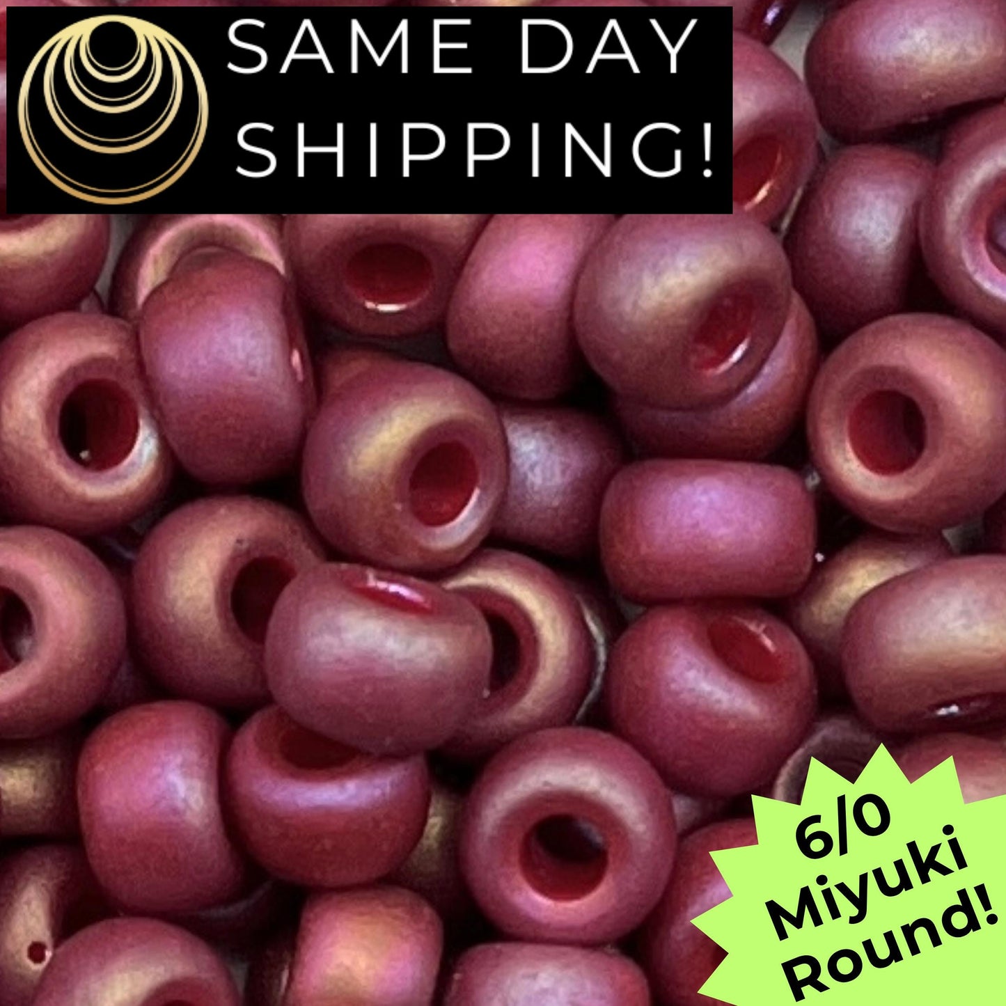 6-4696 6/0 Miyuki Round Beads Opaque Frosted Glaze Raspberry AB