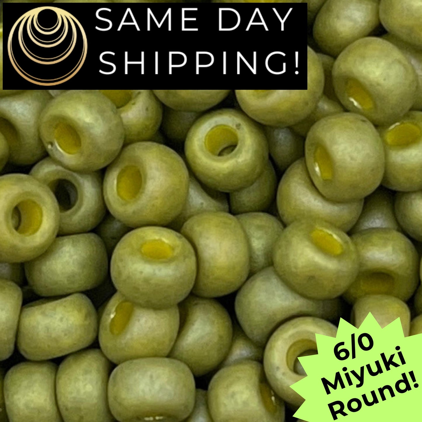 6-4697 6/0 Miyuki Round Beads Opaque Frosted Glaze Pistachio AB